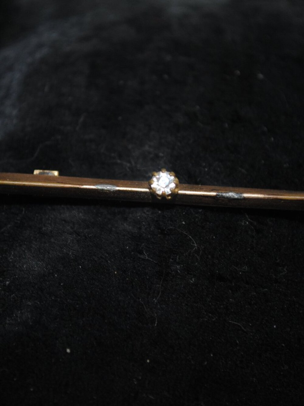 Antique Plain Bar Pin / Brooch with Paste Glass